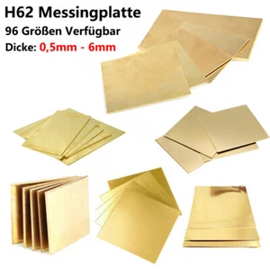 Messingplatte Messingblech Messing Dicke 0,5mm - 6mm Metallplatte DIY 96 Größen - Picture 1 of 13