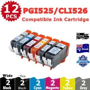 12X Compatible Canon Ink Cartridge CLI 526 PGI 525 +GY For MG6150 MG6250 MG8150 - Picture 1 of 8