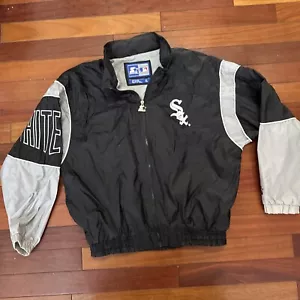 Vtg Starter Chicago White Sox Windbreaker Jacket XL Full Zip Hood Embroidered - Picture 1 of 21