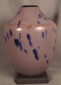 Dansk Designs: Muted Violet Vase Peppered And Trimmed In Cobalt - Picture 1 of 6