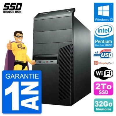 PC tour LENOVO Thinkcentre M92p Pentium G2020 RAM 32Go SSD 2To Windows 10 Wifi - Imagen 1 de 4