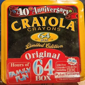 Crayola 64 Crayons 40th Anniversary Limited Edition Tin Factory Sealed Vintage - Picture 1 of 1