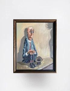 Vintage Oil painting Blind Ukrainian painter Canvas Framed original primitive - Picture 1 of 11
