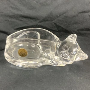 Statuetta Cristal d'Arques Gatto Dormiente Autentico Cristal d'Arques Piatto Bevande - Foto 1 di 11
