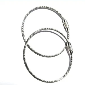 50 Pcs Stainless Steel Wire Keychain Screw Locking Cable Rope Key Rings Holder - Picture 1 of 4