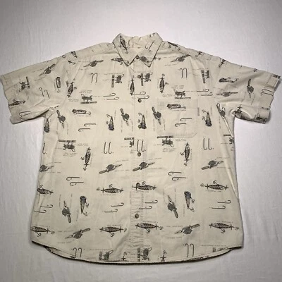 Woolrich Fishing Lures Short Sleeve Button Down Flannel Shirt Mens Large Cotton - Image 1 of 4