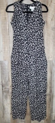 Paris Sport Club Jumpsuit Sleeveless Vest Pants Vintage 90s Ditsy Floral Medium - Image 1 of 4