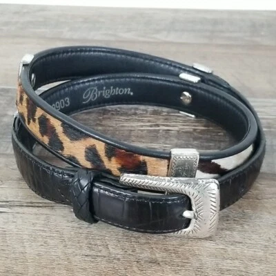 Cinturón Mujer Brighton Estampado Animal y Cuero Negro Talla M 30 Estilo Q3903 Foto 1 de 4