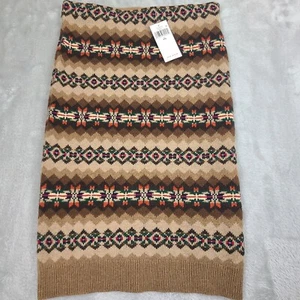 Lauren Ralph Lauren Skirt Nwt Cotton Linen Fair Isle Knit Pencil Skirt Petite - Picture 1 of 10