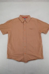 The North Face Shirt Mens Medium Button Up Down Orange Striped Short Sleeve - Picture 1 of 9