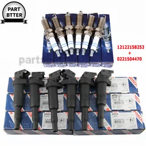 GENUINE Bosch 6x Ignition Coils 0221504470 + 6x Spark Plug 12122158253 For BMW - Picture 1 of 5