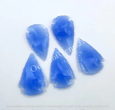 Manmade Blue Obsidian  Arrowhead Crystal, 4 Pieces, Loose Gemstone Cabochon - Image 1 of 4