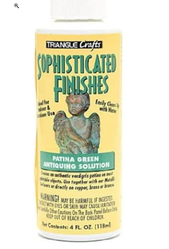 Recubrimientos triangulares sofisticados acabados pátina verde solución antigüedades 4 oz. Foto 1 de 1
