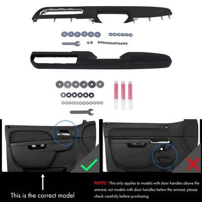 Apoyabrazos puerta delantera izquierda y derecha negro para Chevy Tahoe Silverado GMC Sierra 10-14 Foto 1 de 4
