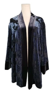 Chico's Travelers Neu mit Etikett Burnout Samt Kimono Jacke Cardigan blau Gr. 4/XXL - Bild 1 von 8