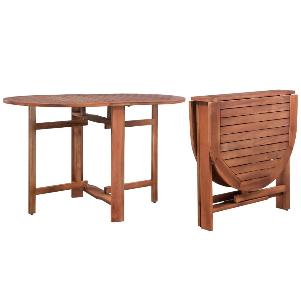 Dining Table Brown Solid Acacia Wood Medium Foldable - Image 1 of 4