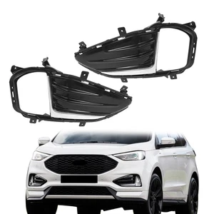 2 Pcs w/Chrome Cover Front For Ford Edge 2019-2022 Fog Light Lamp Cover Black - Picture 1 of 10