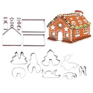 3X(18 Pezzi 3D Pan di Zenzero Casa Acciaio Inox Natale Scenario Stampo 9163 - Foto 1 di 10