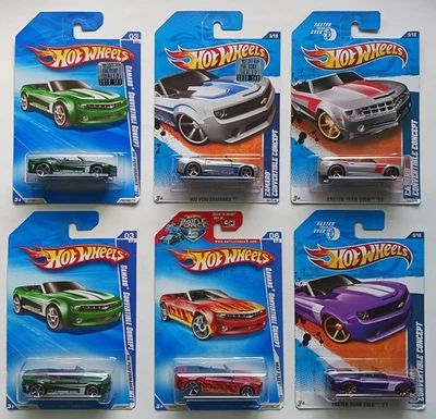 Lot of 6 2009-11 Hot Wheels Faster Than Ever Camaro Convertible Concept  - Image 1 of 4