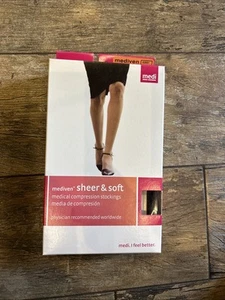 Mediven Sheer & Soft Thigh High Medical Compression Socks 02551 Black Sz A - Picture 1 of 5