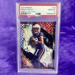 2024 Topps Finest Drake Maye Rookie RC #162 Checkerboard Refractor PSA 10 - Bild 1 von 2