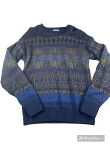 Vintage 60’s Pendleton Sweater Blue Green Fair Isle Wool Pullover Medium - Picture 1 of 4