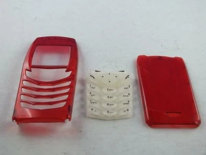 Front Back Cover Klawiatura Nokia 6100 Obudowa Obudowa Etui na telefon komórkowy Czerwona Przezroczysta - Zdjęcie 1 z 3