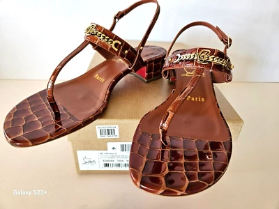 Christian Louboutin MJ Tanga Cuero Cocodrilo Repujado Tanga Sandalia Eur 38.5/US 8.5 Foto 1 de 4