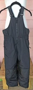 WIPPETTE KIDS SNOW BIBS Sz 8/10 Unisex BLACK Reinf, Knees Adj Straps Insulated - Picture 1 of 6