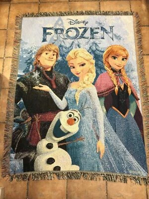 Frozen Knit Throw Afghan Rug Style Blanket Olaf Elsa Anna - Image 1 of 4
