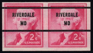 USA Scott# 1055c IMPERF Coil Pair,  PC Riverdale, MD Mint NH SCV $325 (55888) - Picture 1 of 1