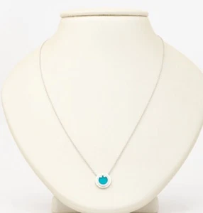 Tiffany & Co. T 18K Weißgold Türkis & Diamant Kreis Adj Halskette - klein - Bild 1 von 12