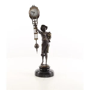 9973809-d Uhrständer Bronze Sculpture Figuren-Uhr Boy 11x14x37cm 0,7kg - Picture 1 of 1