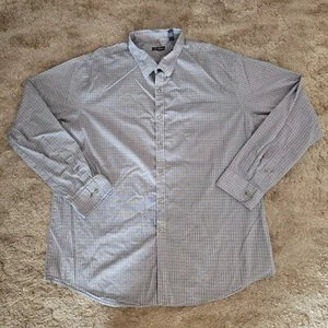 Van Heusen Mens Long Sleeve Button Up Light Gray Plaid Shirt Size XXL 18-18 1/2 - Picture 1 of 8