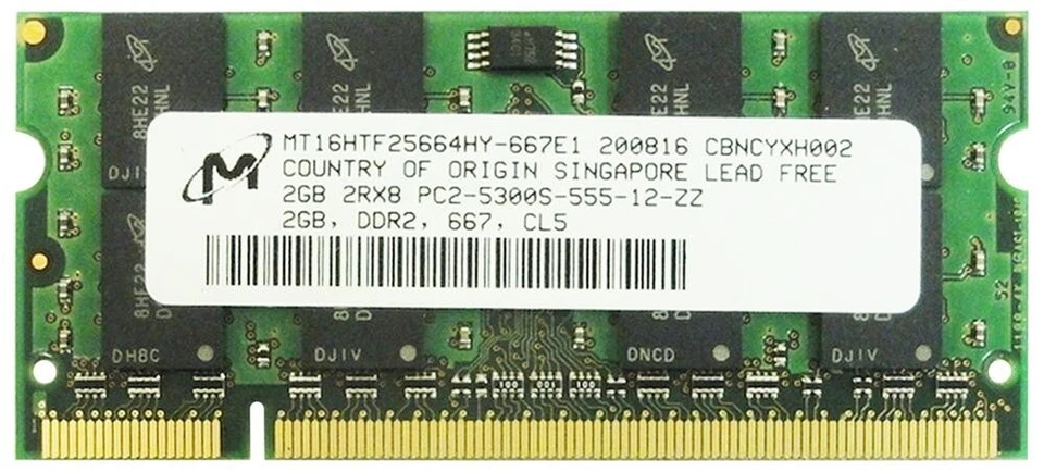 MT16HTF25664HY-667E1 Micron 2GB SoDimm PC5300 Memory - Image 1 of 1