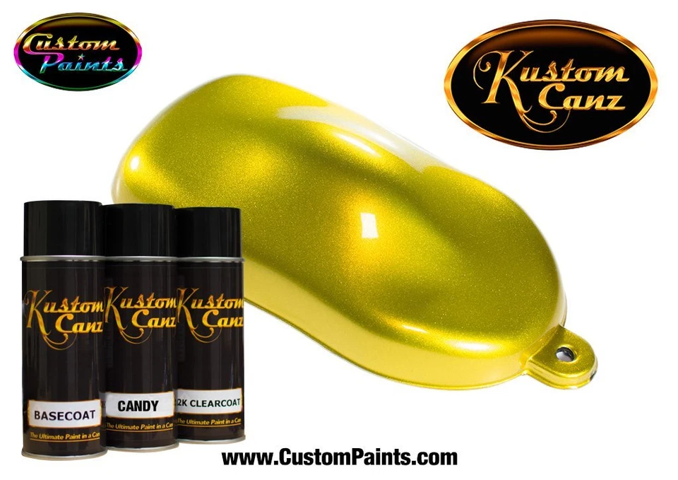 KIT DE LATAS DE AEROSOL Kustom Canz AMARILLO CARAMELO 12 OZ pintura personalizada, gancho, pintura automática Foto 1 de 1