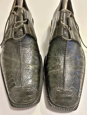 Belvedere Foggia Genuine Ostrich Men Olive Shoes 13 NO BOX - Image 1 of 4