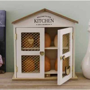 Wooden Egg House Holder Home Decor Kitchen Storage Display 2 Tiers Cupboard - Picture 1 of 24