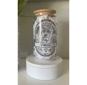 VIRGO Zodiac Astrology Tarot Style Sipper Clear Constellation Glass Tumbler - Picture 1 of 4