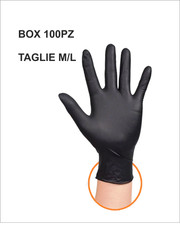 100 Guanti in NITRILE Monouso No lattice No polvere Colore Nero