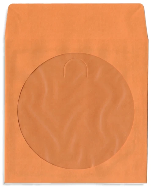 200-Pak =ORANGE= Colored Paper CD/DVD Sleeves with Window & Flap - Image 1 of 1