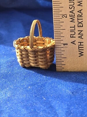 Vintage Dollhouse Artisan Handcrafted Basket Signed 1980s - Image 1 of 4
