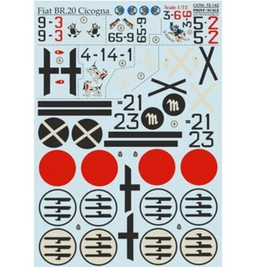 Print Scale 72-142 Decal for airplane 1:72 Fiat BR.20 Cicogna Waterslide decals - Picture 1 of 24