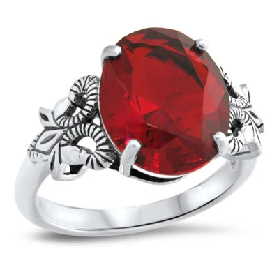 ANILLO FILIGRANA RUBÍ SIMULADO ESTILO VINTAGE PLATA ESTERLINA 925 3,5 QUILATES #1325 Foto 1 de 3