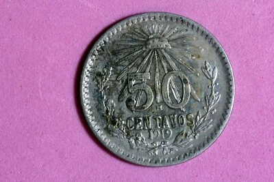 ESTATE FIND 1919 - Mexico Silver 50 Centavos moneda de Plata .720.!!  #N05933 - Image 1 of 2