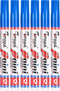 6 Count Blue Paint Pens,Permanent Paint Pens,Never Fade Medium Tip Oil Based Pai - Picture 1 of 6