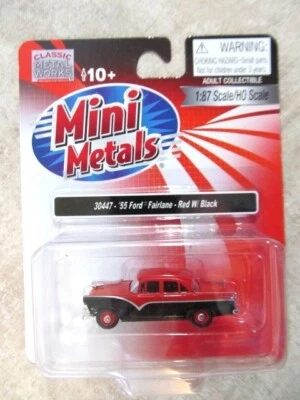 CMW Mini Metals #30447 1955 Ford  Fairlane Red/ Blk HO 1/87 Scale  NOS from 2015 - Image 1 of 3