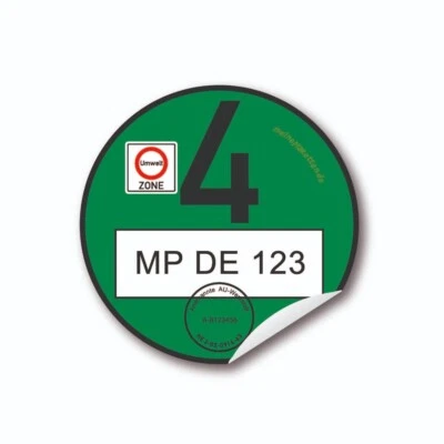 Offizielle Grüne Umweltplakette - 100% Legal - Feinstaubplakette Grün Euro 4 5 6 - Bild 1 von 4