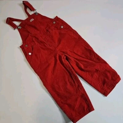 Macacão Vintage Calvin Klein Bib Veludo Vermelho Tamanho 2T 2 Criança  - Imagem 1 de 4
