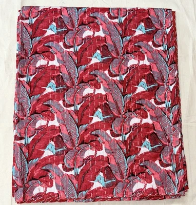 红色 Kantha Gudari 床罩波西米亚复古手工毯子手工拼接 Razai — 第 1/4 张图片